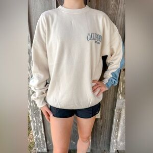 REFLEX FLEECE OVERSIZED COLOR BLOCK SWEATSHIRT WITH EMBROIDERY